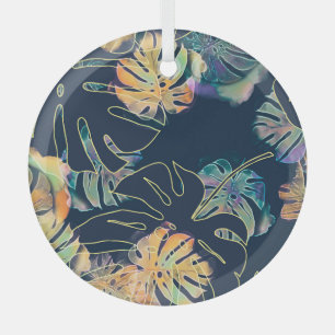 Handgemalte exotische Blätter: nahtloses Muster. Ornament Aus Glas