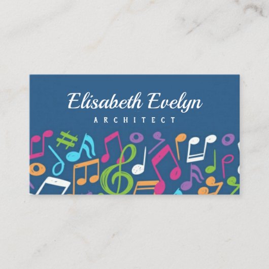 handgemalte farbenfrohe musikalische Noten Visitenkarte (Vorderseite)