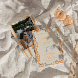 Handgemalte, farbige Foto-Hochzeit Einladung