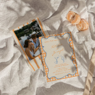 Handgemalte, farbige Foto-Hochzeit Einladung