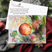 Handgemalte festliche Vögel & Maus Postkarte