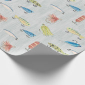 Handgemalte Fischköpfe auf Holz Geschenkpapier (Ecke)