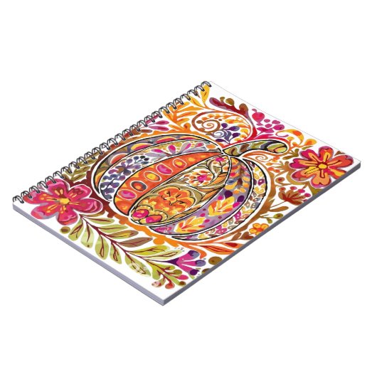 Handgemalte Folk Art Pumpkin Tote Beutel Rustikale Notizblock (Linke Seite)