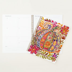 Handgemalte Folk Art Pumpkin Tote Beutel Rustikale Planer