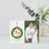 Handgemalte, fröhliche Holiday Wreath-Foto Postkarte (Stehend Vorderseite)