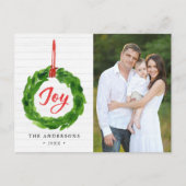 Handgemalte, fröhliche Holiday Wreath-Foto Postkarte (Vorderseite)