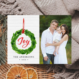 Handgemalte, fröhliche Holiday Wreath-Foto Postkarte