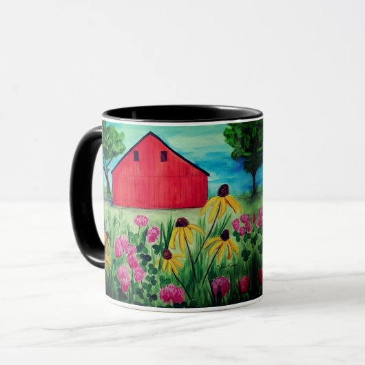 Handgemalte Frühlingshälfte mit Blumenmuster Tasse (Vorderseite Links)