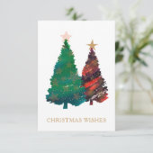 Handgemalte Funkelnd Weihnachtsbäume Einladung (Stehend Vorderseite)