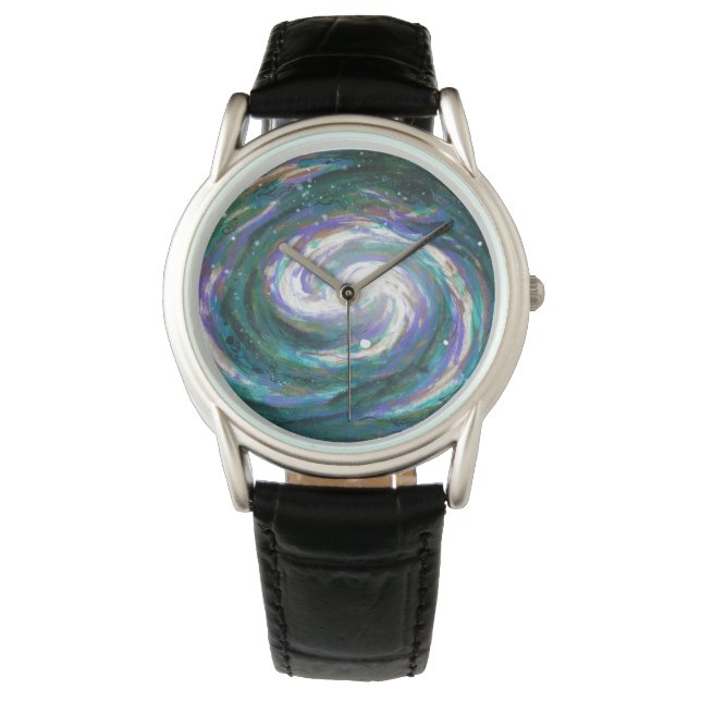 Handgemalte Galaxie Armbanduhr (Vorderseite)