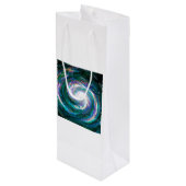 Handgemalte Galaxie Geschenktüte Für Weinflaschen (Rückseite Schrägansicht)
