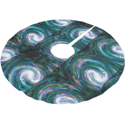 Handgemalte Galaxie Polyester Weihnachtsbaumdecke (Schrägansicht)