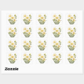 Handgemalte gelbe Blumen Aufkleber (Blatt)