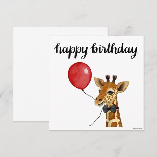 Handgemalte Giraffe Geburtstagkarte (Vorne/Hinten)