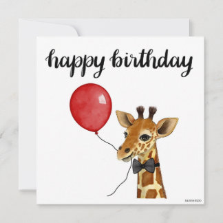Handgemalte Giraffe Geburtstagkarte