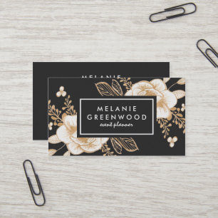 Handgemalte goldene bemalte Blumen Visitenkarte