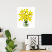 handgemalte goldene Perodien in Vase Poster (Heimbüro)