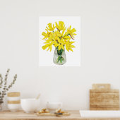 handgemalte goldene Perodien in Vase Poster (Küche)