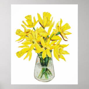 handgemalte goldene Perodien in Vase Poster