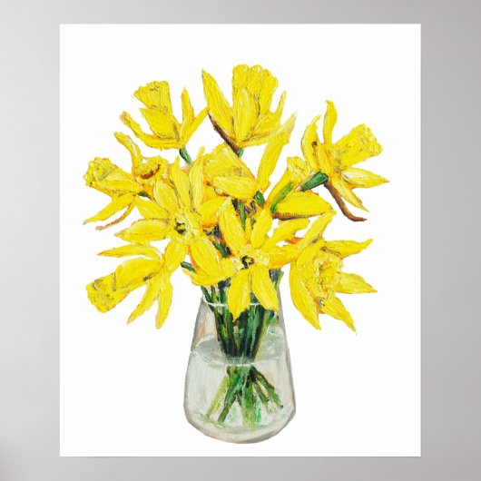 handgemalte goldene Perodien in Vase Poster (Vorne)