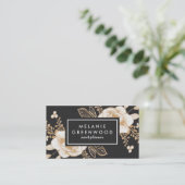 Handgemalte, goldfarbene Blume - Visitenkarte (Stehend Vorderseite)