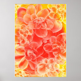 Handgemalte Gouache-Blumen in warmen Sonnenunterga Poster