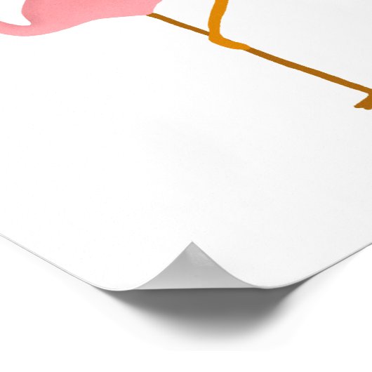 Handgemalte Gouache Tropical Flamingo Art Poster (Ecke)