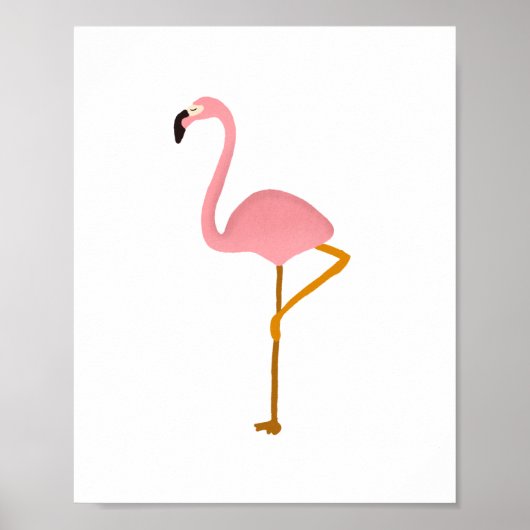Handgemalte Gouache Tropical Flamingo Art Poster (Vorne)