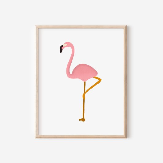 Handgemalte Gouache Tropical Flamingo Art Poster
