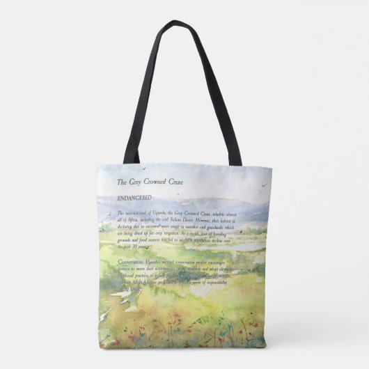 Handgemalte, grau gekrönte Kran Tasche (Rückseite)