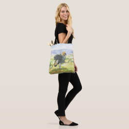 Handgemalte, grau gekrönte Kran Tasche