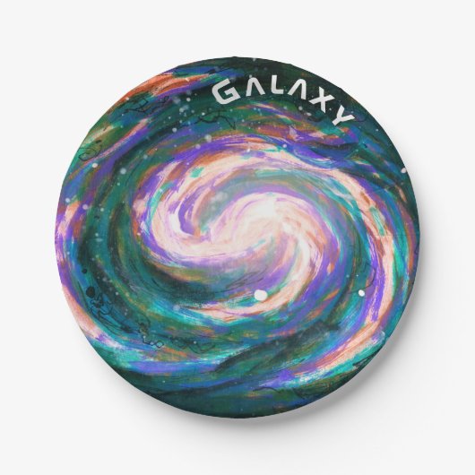 Handgemalte grüne Galaxie & Text Pappteller (Vorderseite)