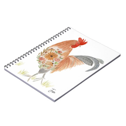 Handgemalte Hahn-Zeitschrift Notizblock (Linke Seite)