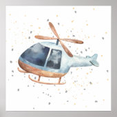 Handgemalte Helikopter Baby Boy Kinderzimmer Poste Poster (Vorne)