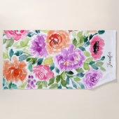 Handgemalte, helle Wasserfarbe Strandtuch (Vorderseite)