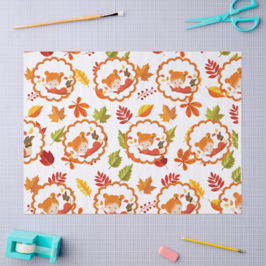 Handgemalte Herbst-Adorable-Girl-Gewebe Seidenpapier (Basteln)