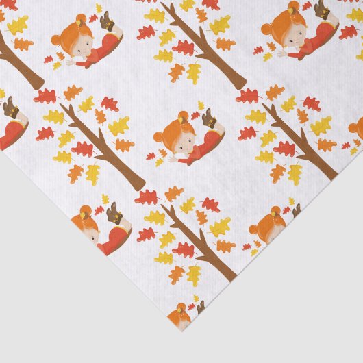 Handgemalte Herbst-Adorable-Girl-Gewebe Seidenpapier (Ausschnitt)