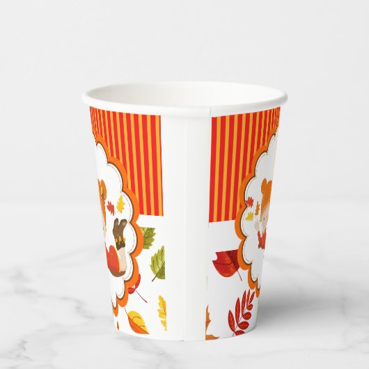 Handgemalte Herbst-Adorable-Girl Pappbecher (Rechts)