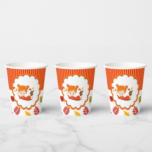 Handgemalte Herbst-Adorable-Girl Pappbecher (Multi)