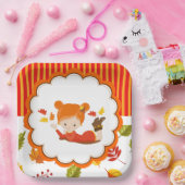 Handgemalte Herbst-Adorable-Girl Pappteller (Party)