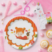 Handgemalte Herbst-Adorable-Girl Pappteller (Party)