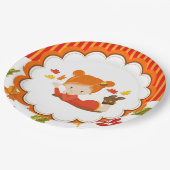 Handgemalte Herbst-Adorable-Girl Pappteller (Schrägansicht)
