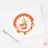 Handgemalte Herbst-Adorable Girl Round Sticker (Umschlag)