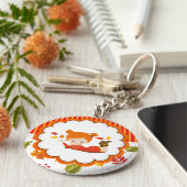 Handgemalte Herbst-Adorable-Girl Schlüsselanhänger (Seite)