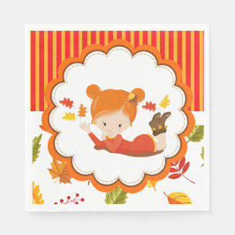 Handgemalte Herbst-Adorable-Girl Serviette