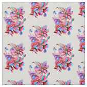 Handgemalte Himalayan-Poppies Blue Pink-Farben Stoff (Muster)