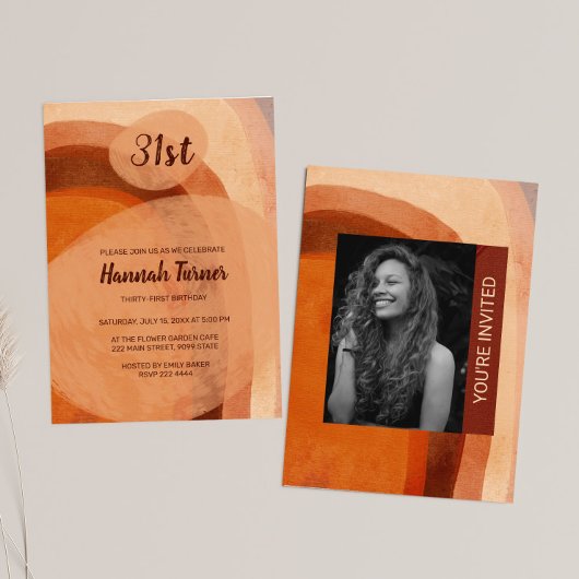 Handgemalte Hintergrundfarbe Foto Geburtstag Einladung