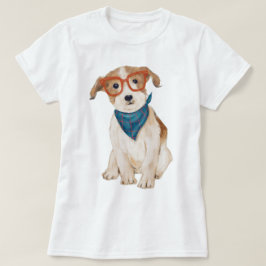 Handgemalte Hipster Jack Russell Terrier Dog T-Shirt