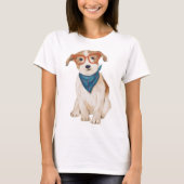 Handgemalte Hipster Jack Russell Terrier Dog T-Shirt (Vorderseite)
