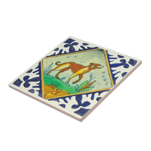 Handgemalte Hunde Delft Reproduction Fliese (Seite)